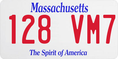 MA license plate 128VM7