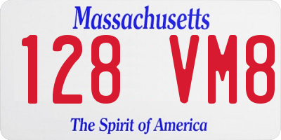 MA license plate 128VM8