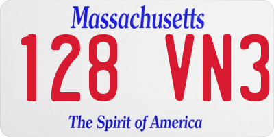 MA license plate 128VN3