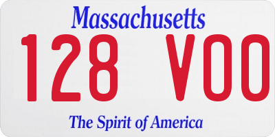 MA license plate 128VO0