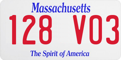 MA license plate 128VO3
