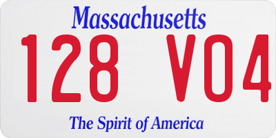 MA license plate 128VO4