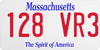 MA license plate 128VR3
