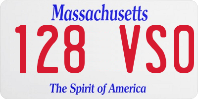 MA license plate 128VS0