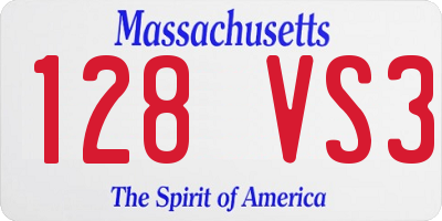 MA license plate 128VS3