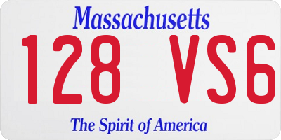 MA license plate 128VS6