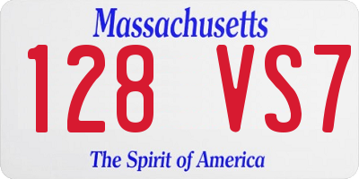 MA license plate 128VS7