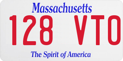 MA license plate 128VT0