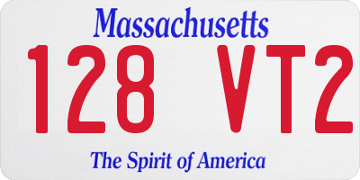 MA license plate 128VT2