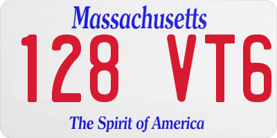 MA license plate 128VT6
