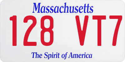 MA license plate 128VT7