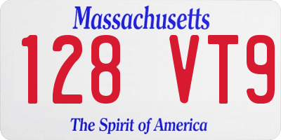MA license plate 128VT9