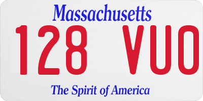 MA license plate 128VU0