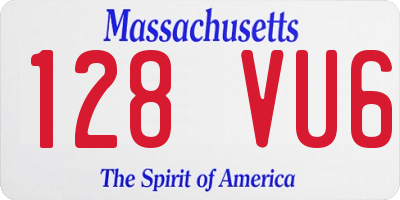 MA license plate 128VU6