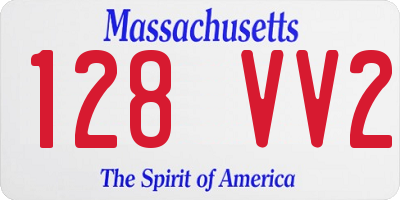 MA license plate 128VV2