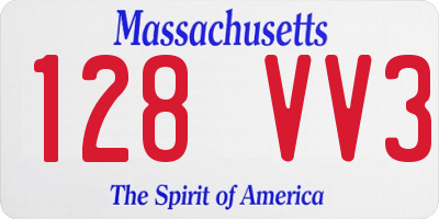 MA license plate 128VV3