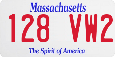 MA license plate 128VW2
