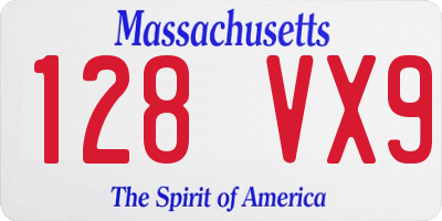 MA license plate 128VX9