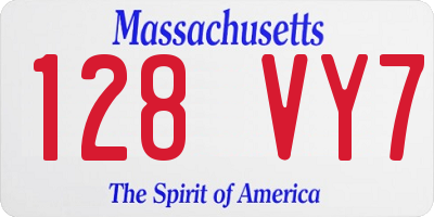 MA license plate 128VY7