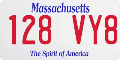 MA license plate 128VY8