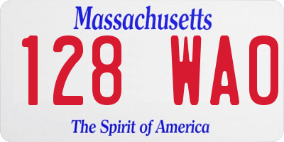 MA license plate 128WA0