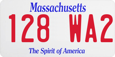MA license plate 128WA2