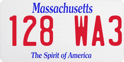 MA license plate 128WA3