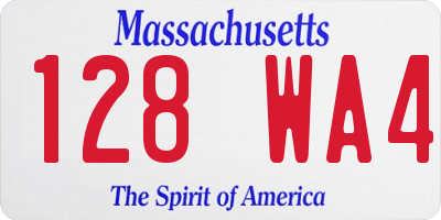 MA license plate 128WA4