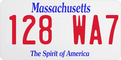 MA license plate 128WA7