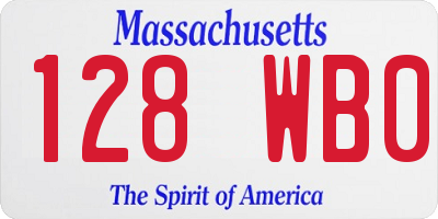 MA license plate 128WB0