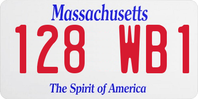 MA license plate 128WB1