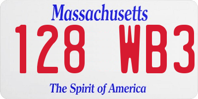 MA license plate 128WB3
