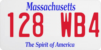 MA license plate 128WB4
