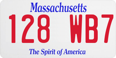 MA license plate 128WB7