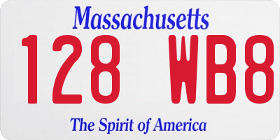 MA license plate 128WB8