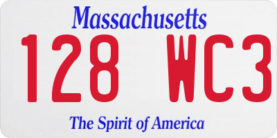 MA license plate 128WC3