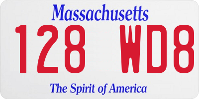 MA license plate 128WD8