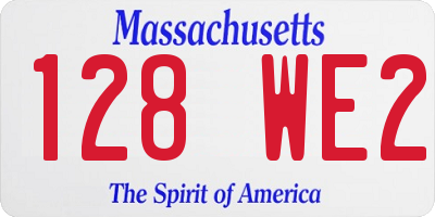 MA license plate 128WE2