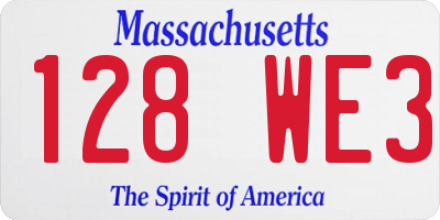MA license plate 128WE3
