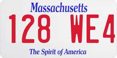 MA license plate 128WE4