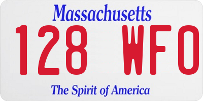 MA license plate 128WF0