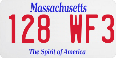 MA license plate 128WF3