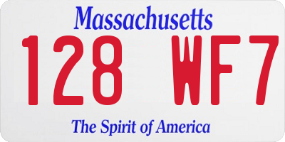 MA license plate 128WF7