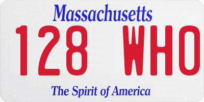 MA license plate 128WH0