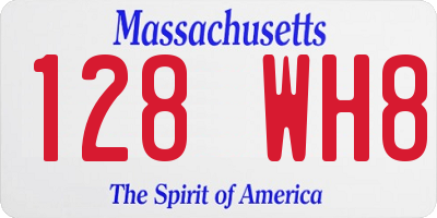 MA license plate 128WH8