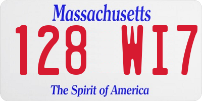 MA license plate 128WI7