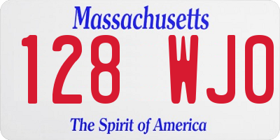 MA license plate 128WJ0