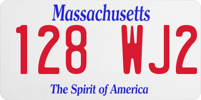 MA license plate 128WJ2