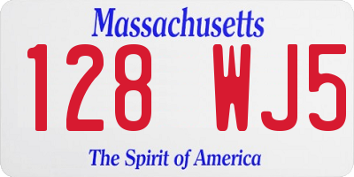 MA license plate 128WJ5