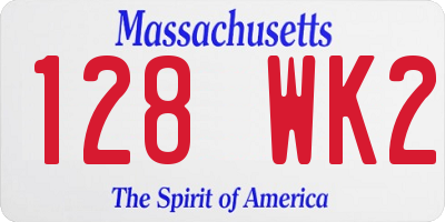 MA license plate 128WK2